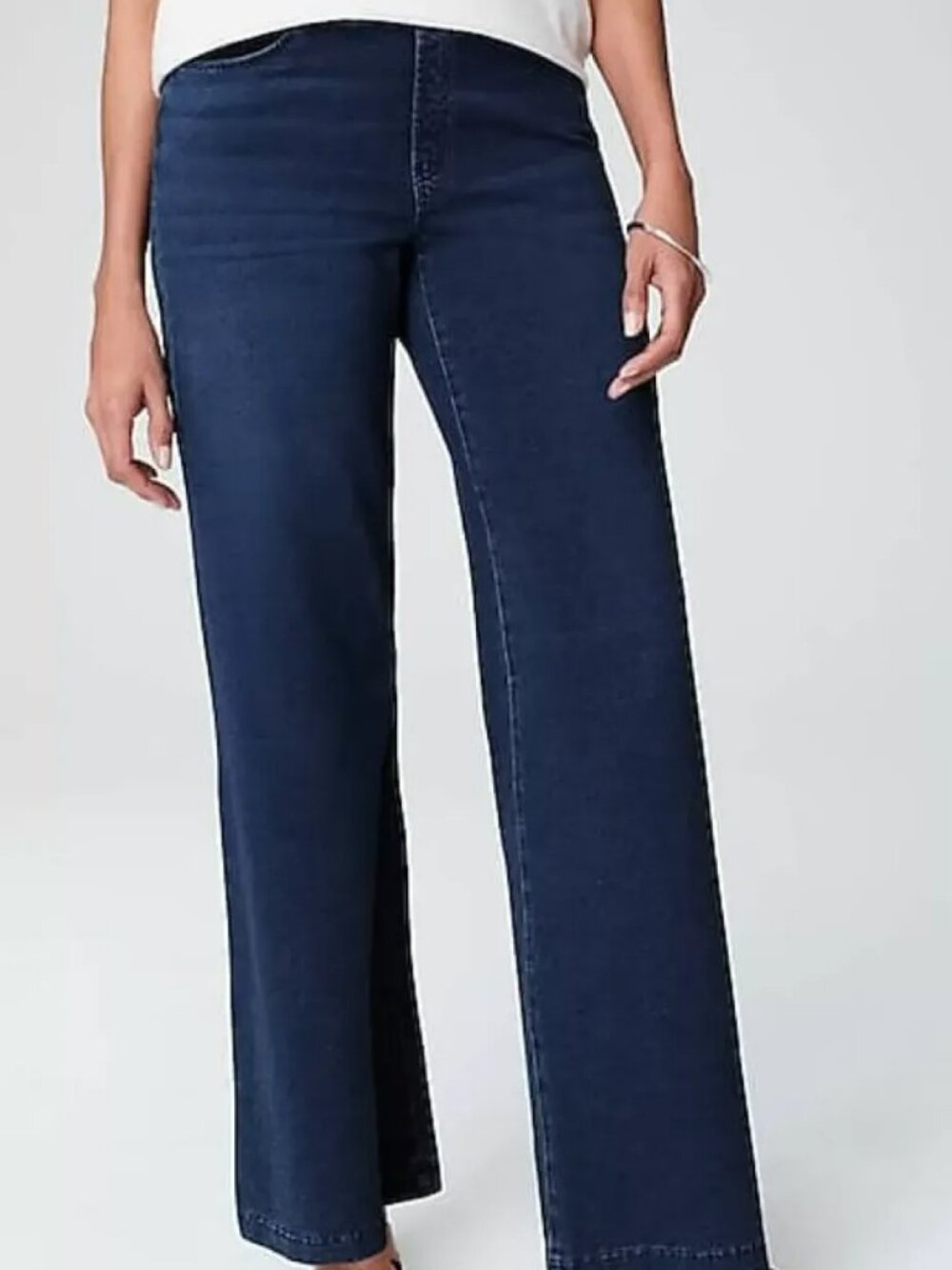 J.JILL PURE JILL INDIGO 5-POCKET KNIT WIDE-LEG JEANS - EVERYDAY WASH - SIZE 4X